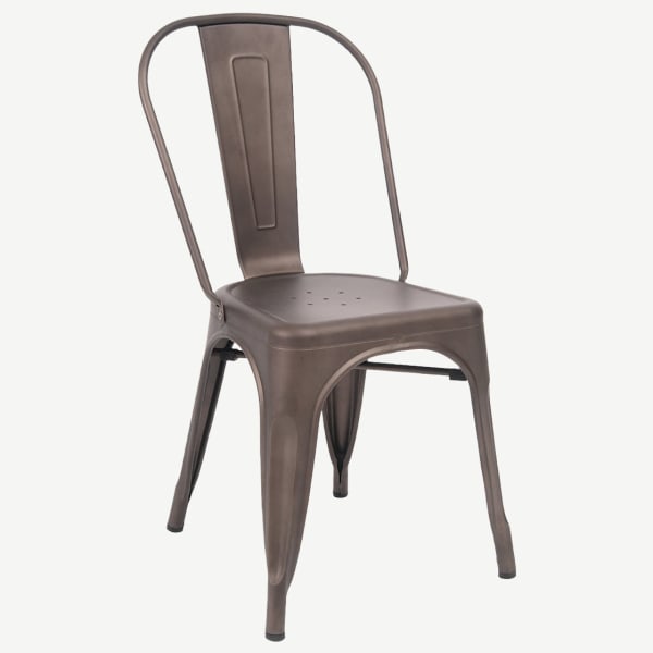 Bistro Style Metal Chair in Dark Grey Finish Interior