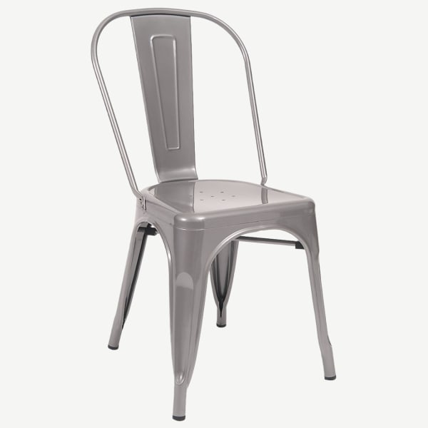 Bistro Style Metal Chair in Light Grey Finish Interior