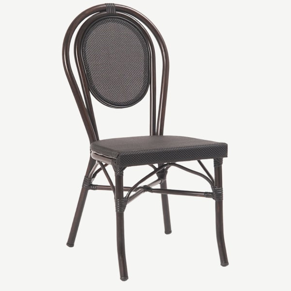 Economy Black Aluminum Patio Chair with Black Rattan Interior
