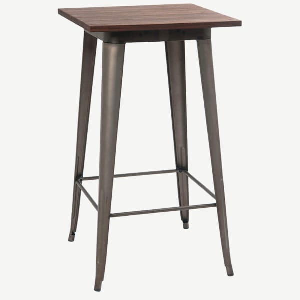 Industrial Series Bar Height Table in Dark Grey Finish and Wood Top Interior