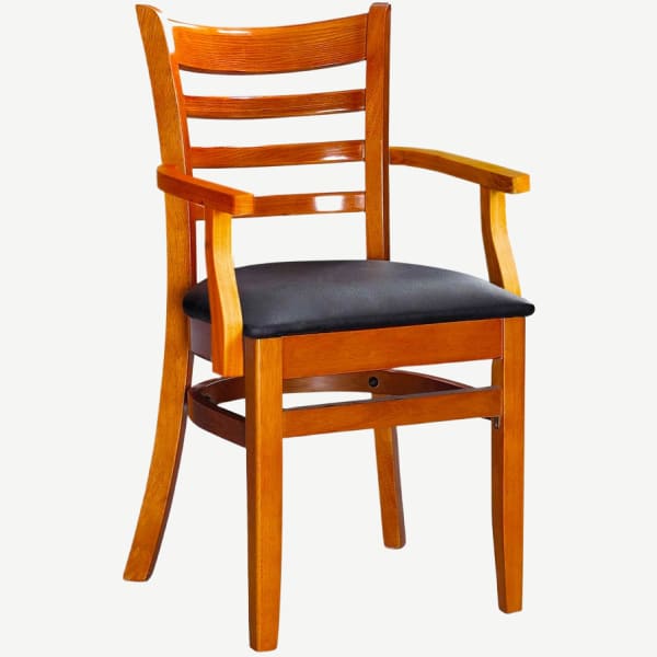 Ladder Back Wood Chair with Arms Interior