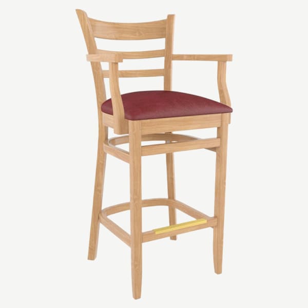Premium US Made Ladder Back Bar Stool With Arms Interior