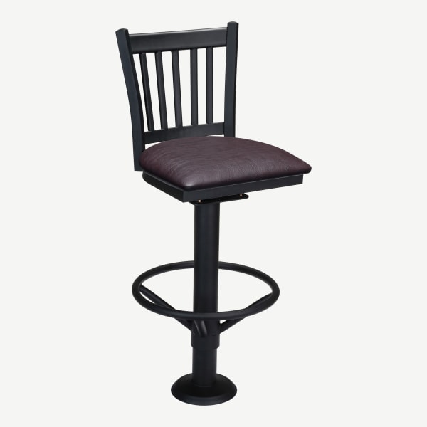 Vertical Slat Bolt Down Metal Swivel Bar Stool Interior