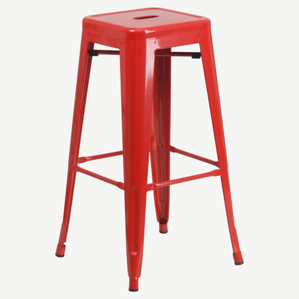 Red Backless Bistro Style Bar Stool Interior