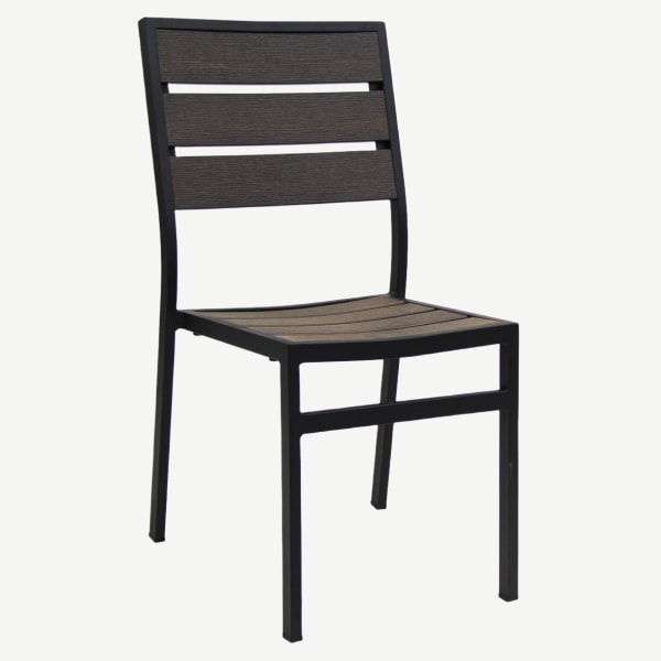 Black Aluminum Chair with Dark Walnut Faux Teak