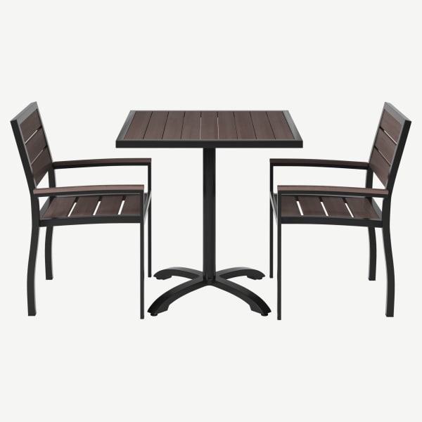 Black & Dark Walnut Patio Dining Set with Armchairs Interior