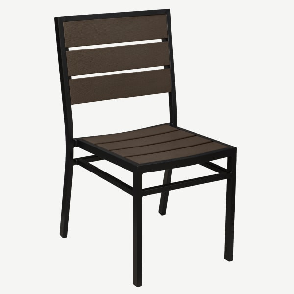 Black Aluminum Chair with Dark Walnut Faux Teak Interior