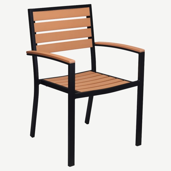 Black Heavy Duty Faux Teak Patio Arm Chair Interior