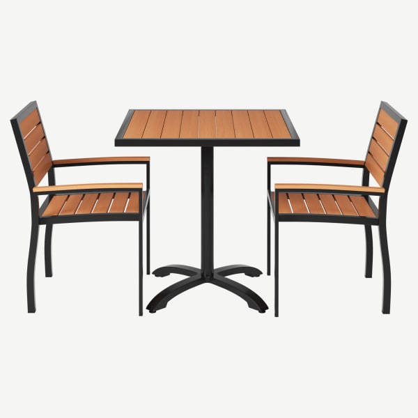 Set of Black Heavy Duty Aluminum Armchairs with Table Interior