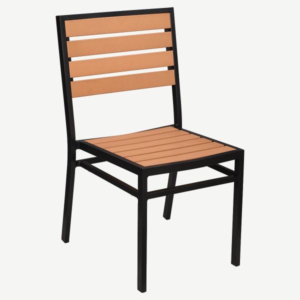 Black Heavy Duty Faux Teak Patio Aluminum Chair Interior
