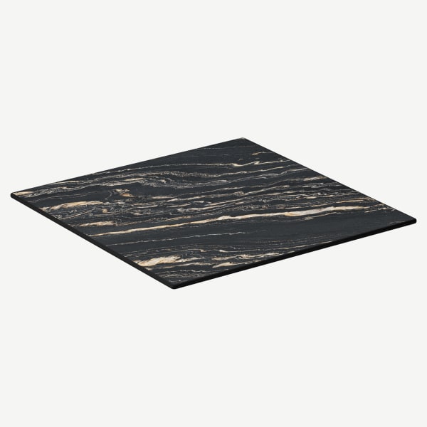Midnight Marble Outdoor Resin Table Top with Phenolic Edge Interior
