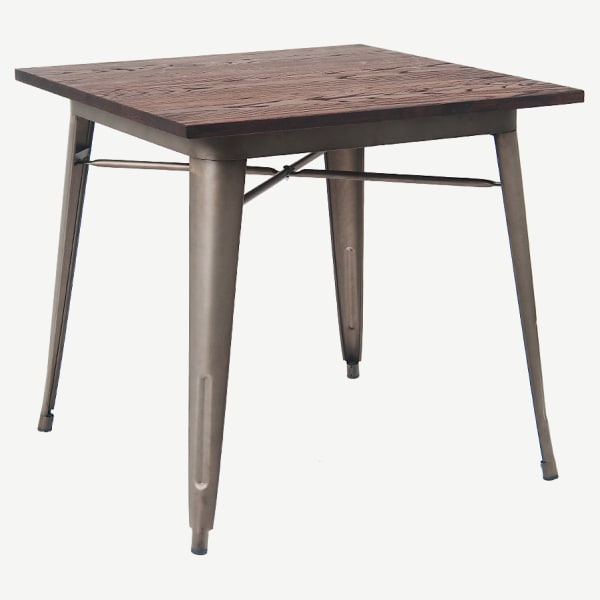 Industrial Series Restaurant Table in Dark Grey Finish and Wood Top Interior