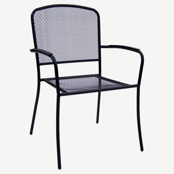 Square Back Metal Mesh Patio Arm Chair Interior