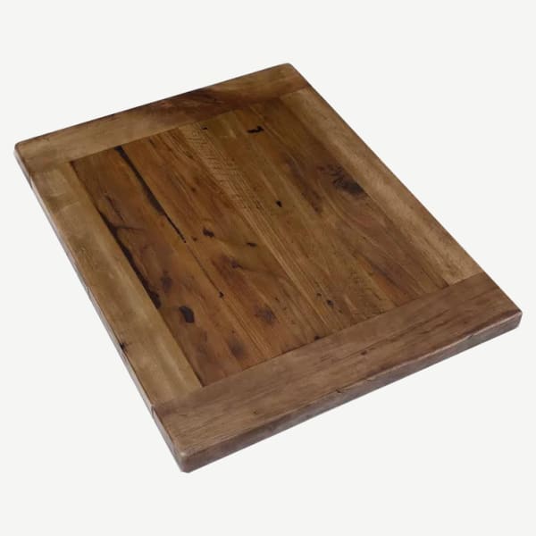 Reclaimed Wood Plank Table Top with Beadboard Ends Interior