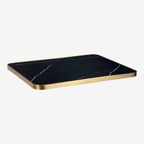 Sintered Stone Indoor / Outdoor Table Top with Stainless Steel Edge Interior
