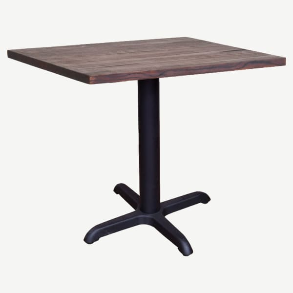 Industrial Series Restaurant Table with X Prong Base and Wood Top Interior