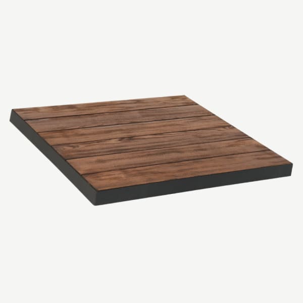 Teak Wood Table Top with Metal Edge Interior