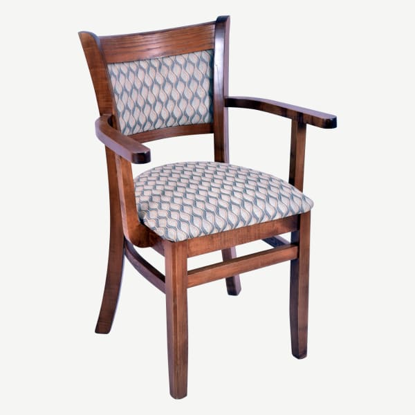Premium Padded Back Wood Chair with Arms Interior