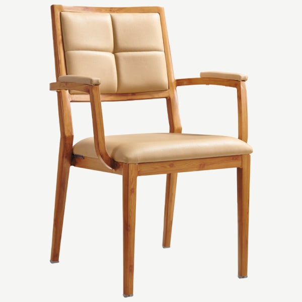 Milano Modern Padded Wood Grain Aluminum Arm Chair Interior