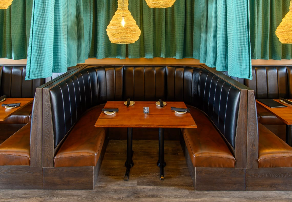 half circle booths in an upscale restaurant